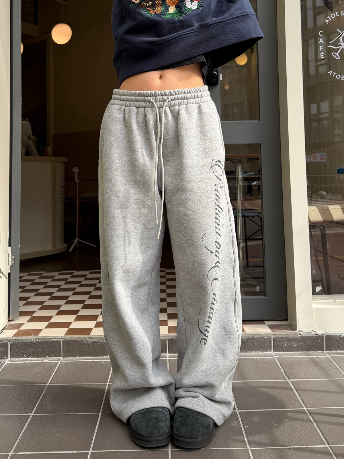 Unisex Printed Fleece Cuffed Sweatpants