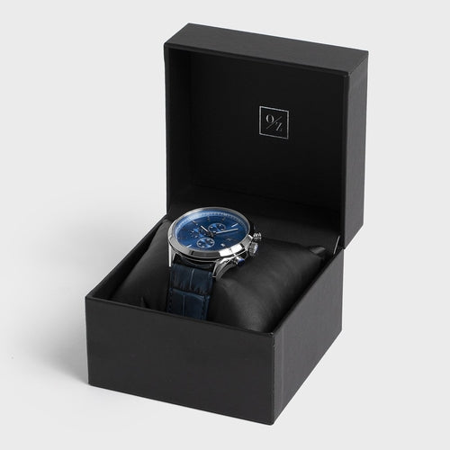 Men's Quartz Chronograph Watch with Leather Strap