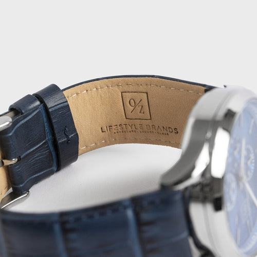 Men's Quartz Chronograph Watch with Leather Strap