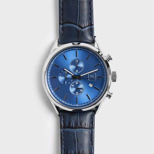 Men's Quartz Chronograph Watch with Leather Strap