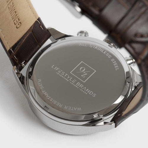 Men's Quartz Chronograph Watch with Leather Strap