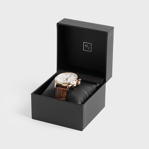 Men's Quartz Chronograph Watch with Leather Strap