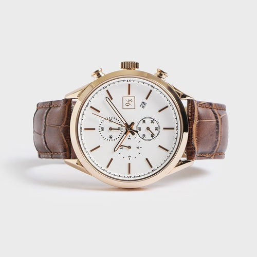 Men's Quartz Chronograph Watch with Leather Strap