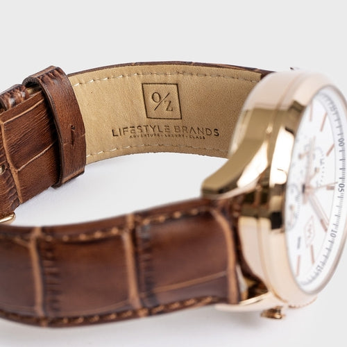 Men's Quartz Chronograph Watch with Leather Strap