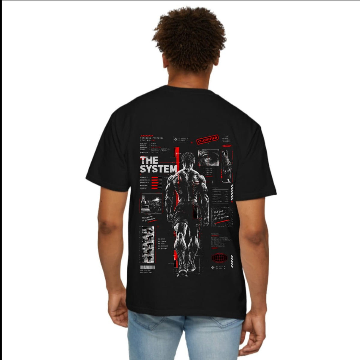 The System, black T-shirt back