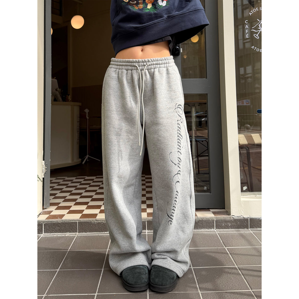 Unisex Printed Fleece Cuffed Sweatpants