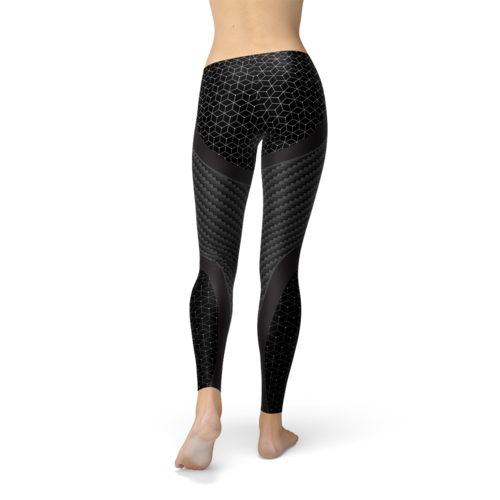 Women's Carbon-Fibre-Print Stretch Sports Leggings