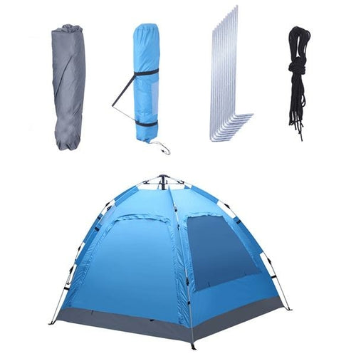 Blue Instant Pop-Up Family Camping Tent with Two Doors