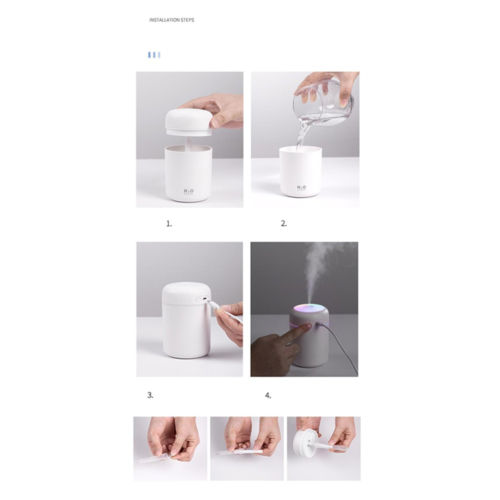 300 ml Mini USB Humidifier with Colour Night Light