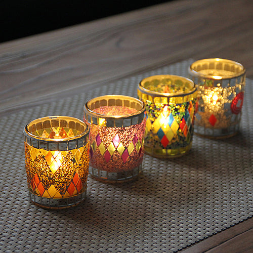 Handmade Mosaic Glass Tealight Candle Holder