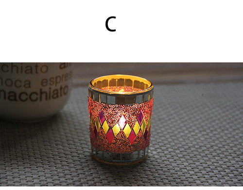 Handmade Mosaic Glass Tealight Candle Holder