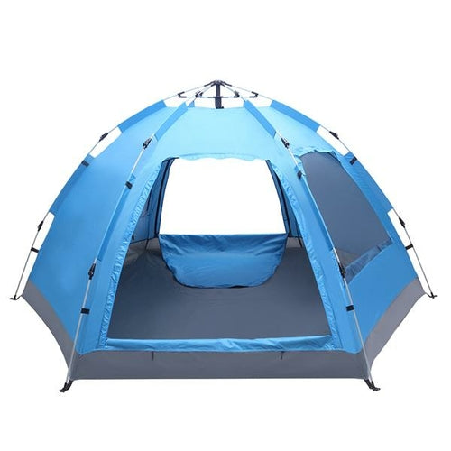 Blue Instant Pop-Up Family Camping Tent with Two Doors