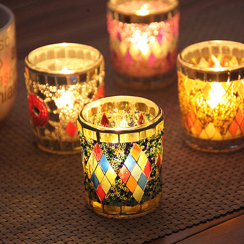 Handmade Mosaic Glass Tealight Candle Holder