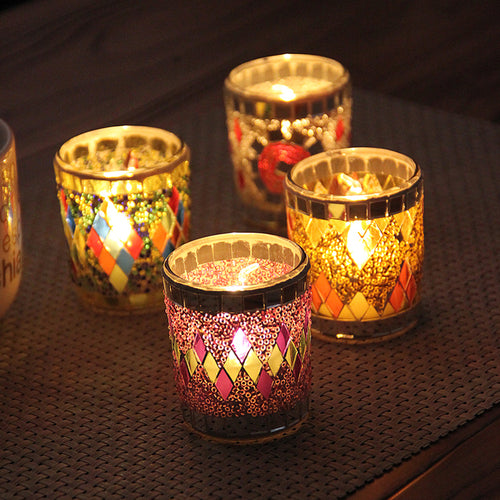 Handmade Mosaic Glass Tealight Candle Holder