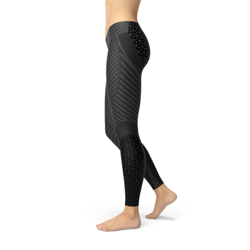 Women's Carbon-Fibre-Print Stretch Sports Leggings