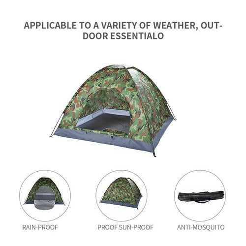 Camouflage Camping Dome Tent for 3–4 People