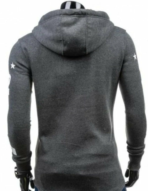 Men's Slim-Fit Zip-Up Biker Hoodie