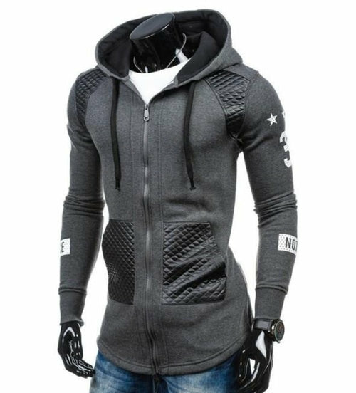 Men's Slim-Fit Zip-Up Biker Hoodie