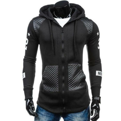 Men's Slim-Fit Zip-Up Biker Hoodie