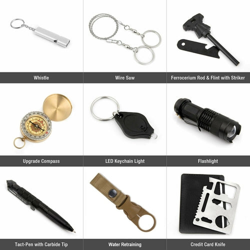 14-in-1 Outdoor Survival Gear Kit for Camping and Hiking